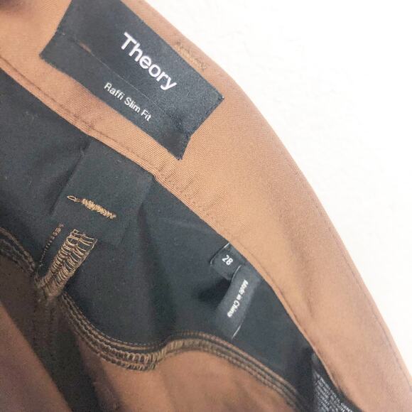 Theory Men’s Tech Raffi Compact Straight Slim Fit Ponte Pants Size 28 Brown - Picture 5 of 13